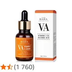 Serum z witaminą C 15% od Cos De Baha, w szklanej buteleczce z pipetą i kartonowym opakowaniu.