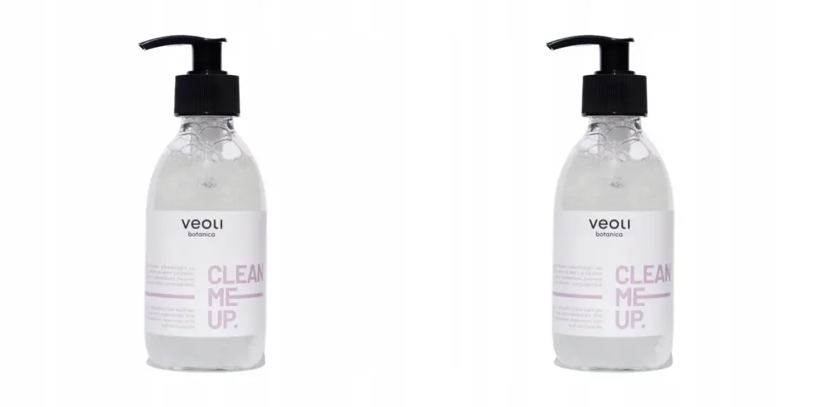 Dwa żele do mycia twarzy Veoli Botanica "Clean Me Up" z pompką.